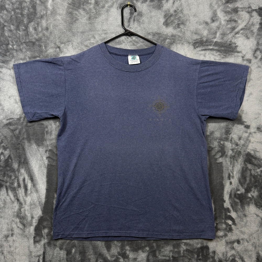 Kingstree Classic T-Shirt Mens L Blue Vintage Nautical Sailboat Map USA